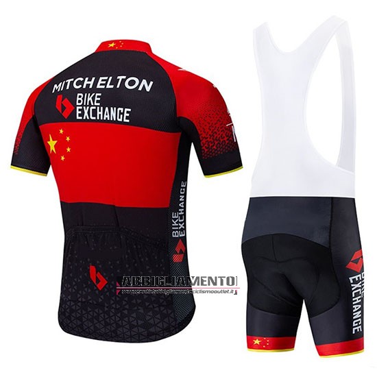 Abbigliamento Mitchelton Scott Campione Cina 2020 Manica Corta e Pantaloncino Con Bretelle Nero Rosso - Clicca l'immagine per chiudere